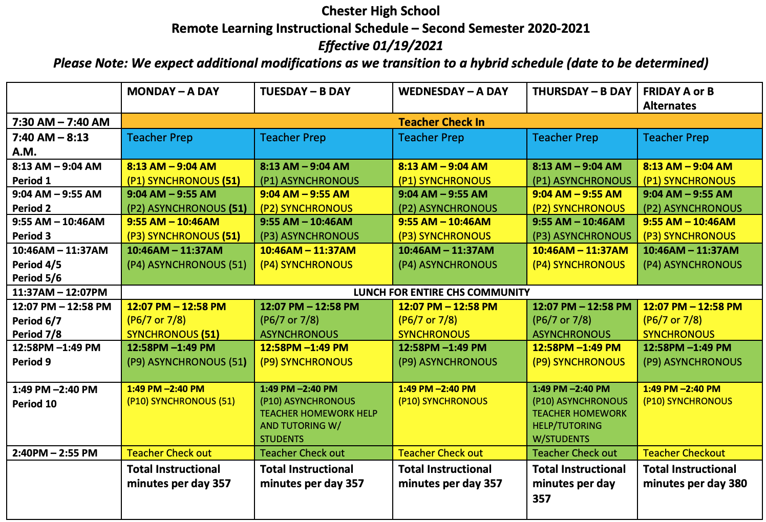 new schedule