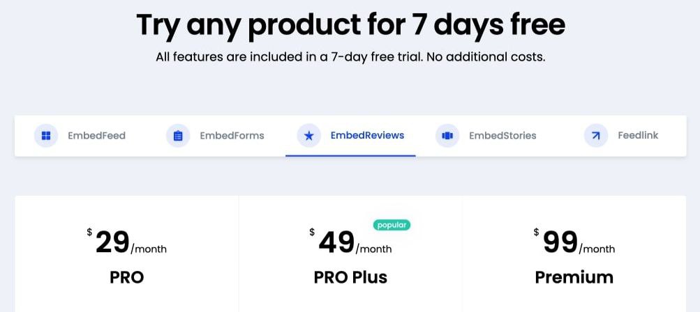 EmbedSocial pricing