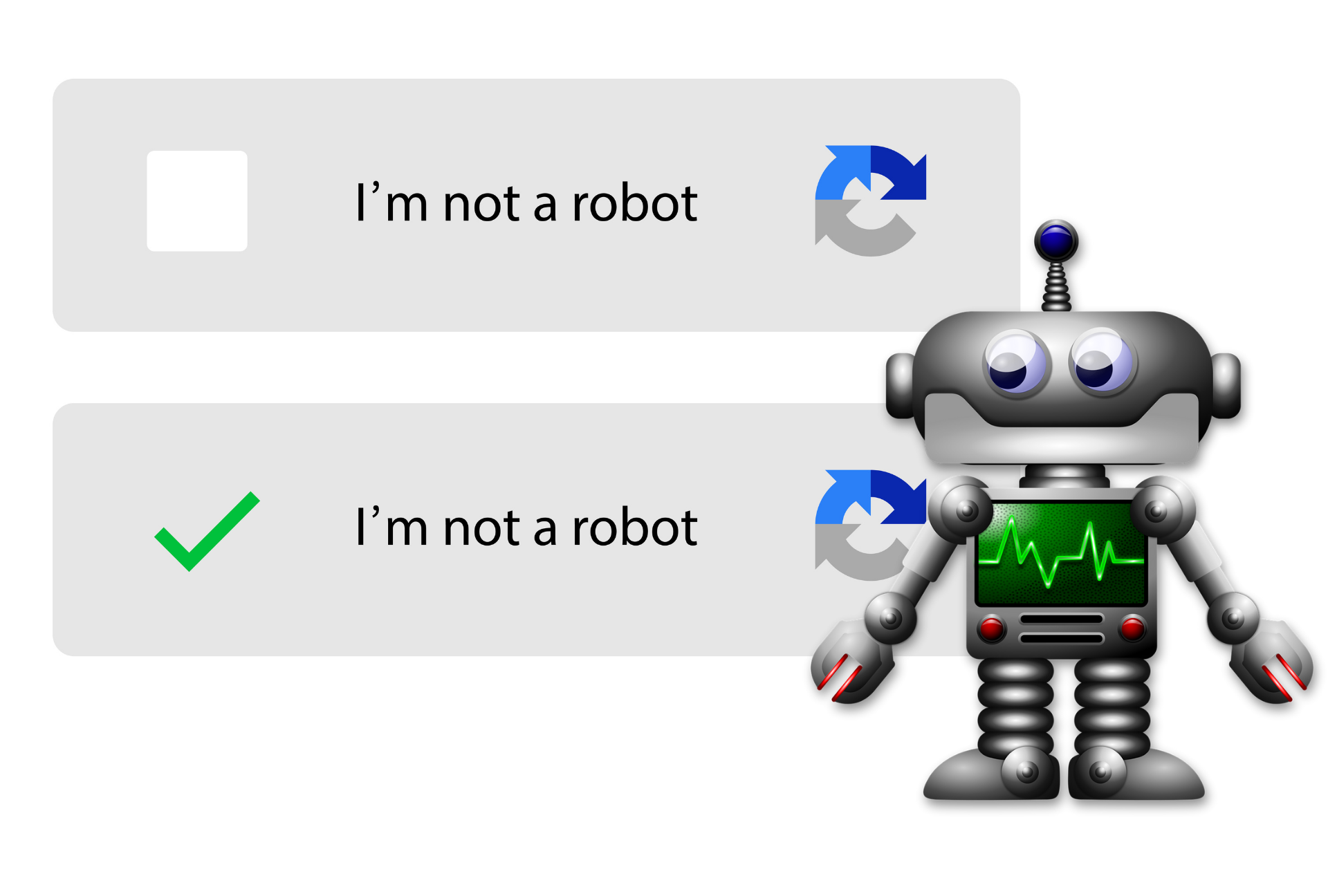 A robot with a captcha example.