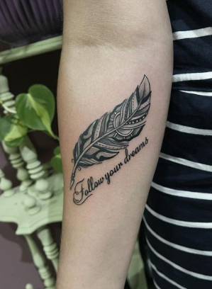 Follow your Dreams Feather Acceptable Tattoo