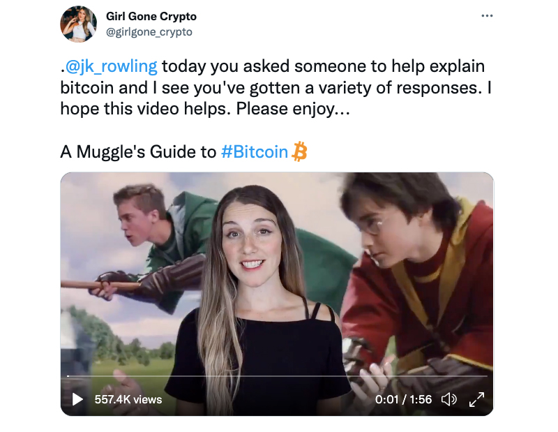 Girl Gone Crypto Twitter post