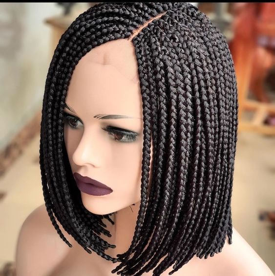 short box braid wig on a mannequin