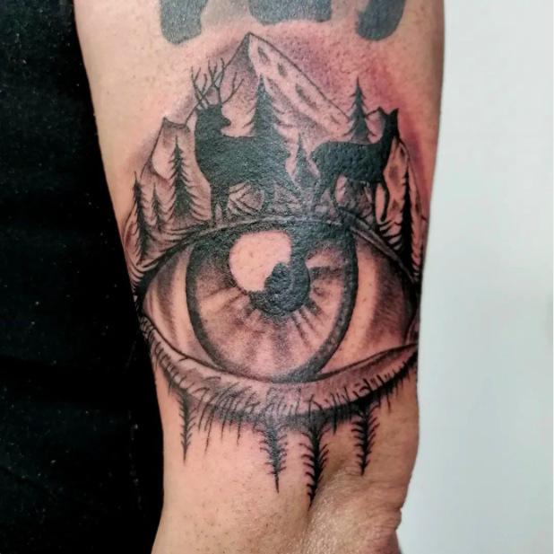 Eye With Landscape Tattoo