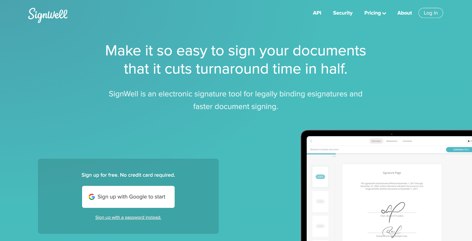 SignWell - Make it so easy to sign your documents that it cuts turnaround time in half 