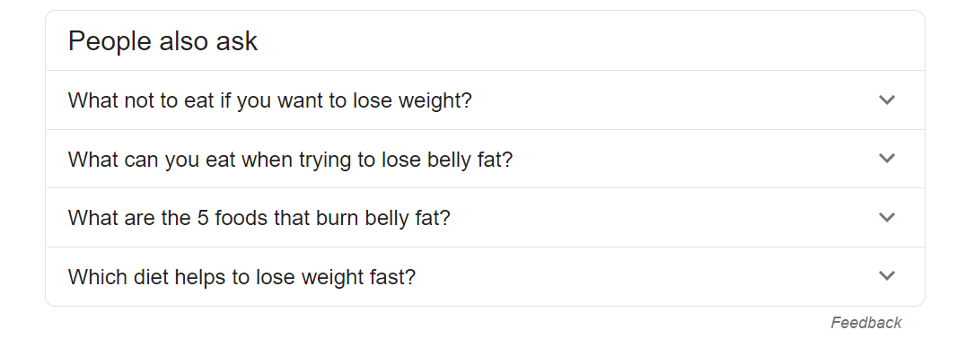 "People also ask" questions in Google