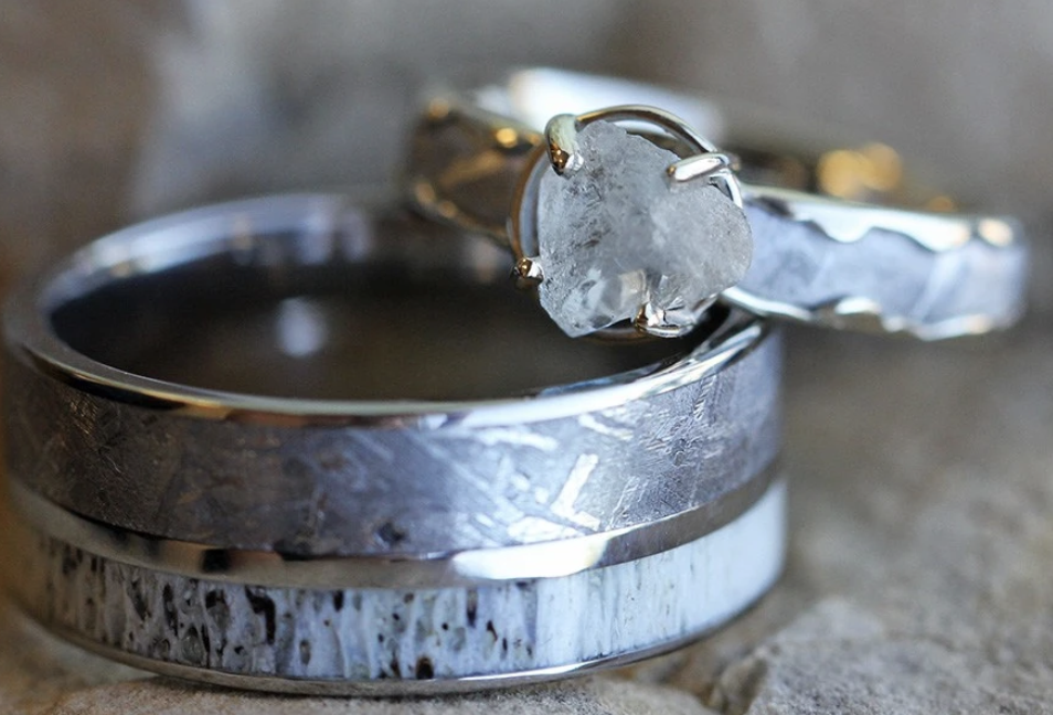 rough diamond engagement ring