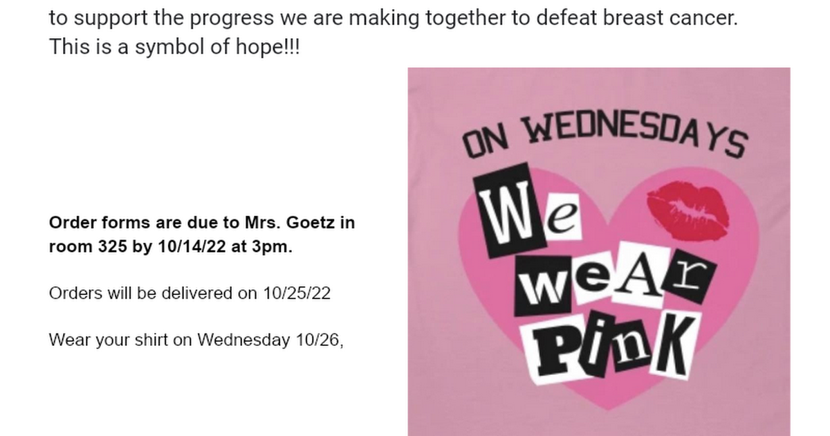 On Wedensday's we Wear Pink Tshirts 2022