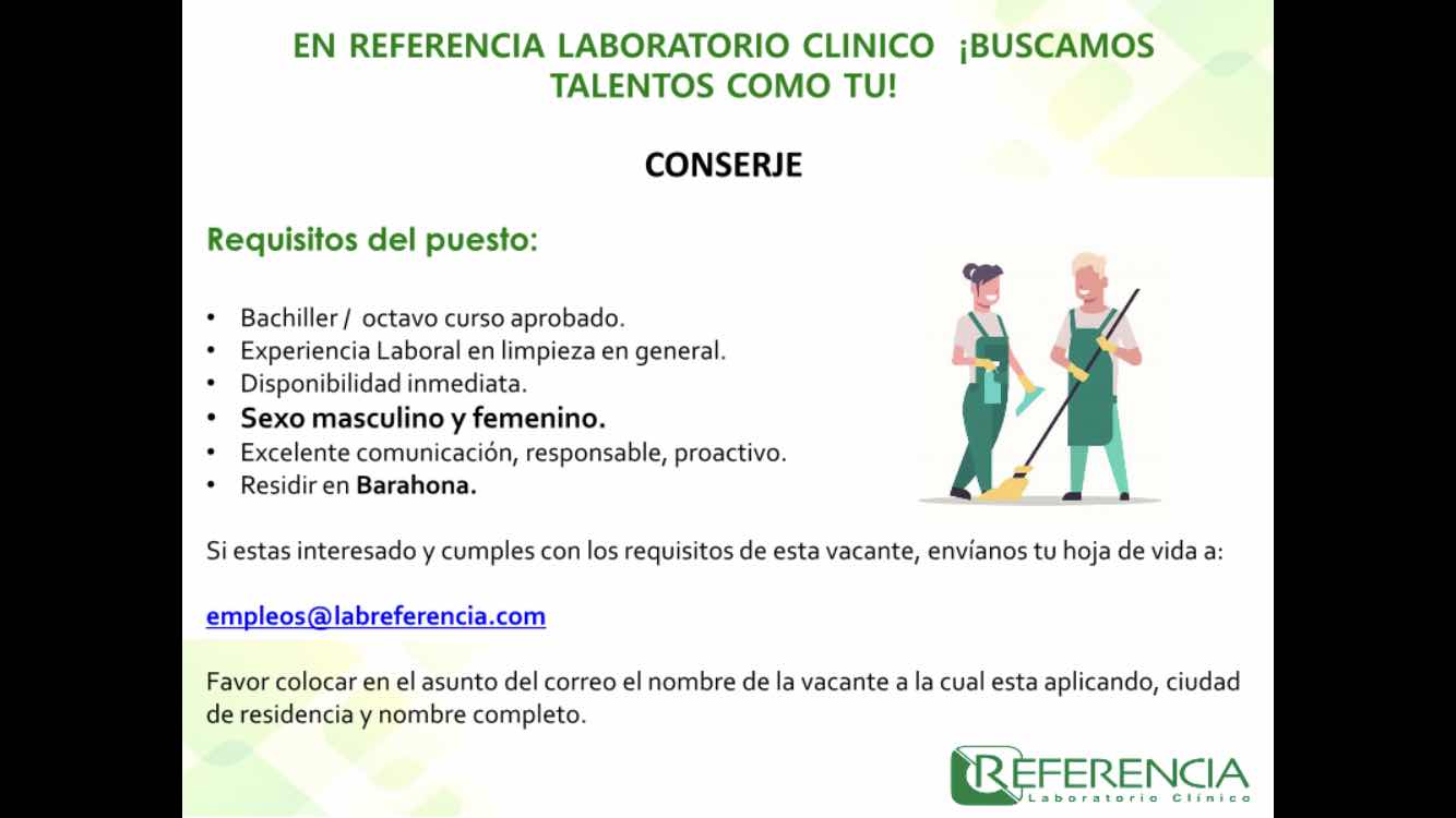 Conserje Lab Referncia Barahona Mao San Cristobal Sd Este Santiago Sd Empleos Rodriguez Empleos Rodriguez