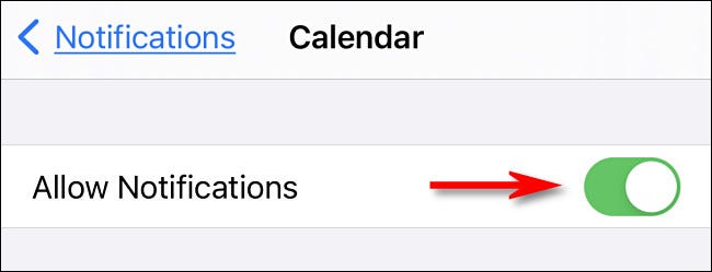 In iPhone settings, turn Calendar notifications on.