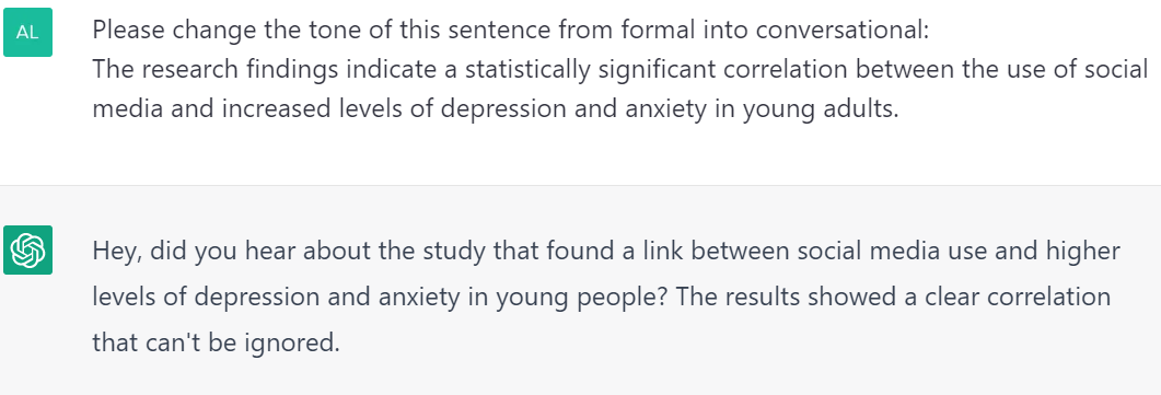 Change tone of voice using ChatGPT