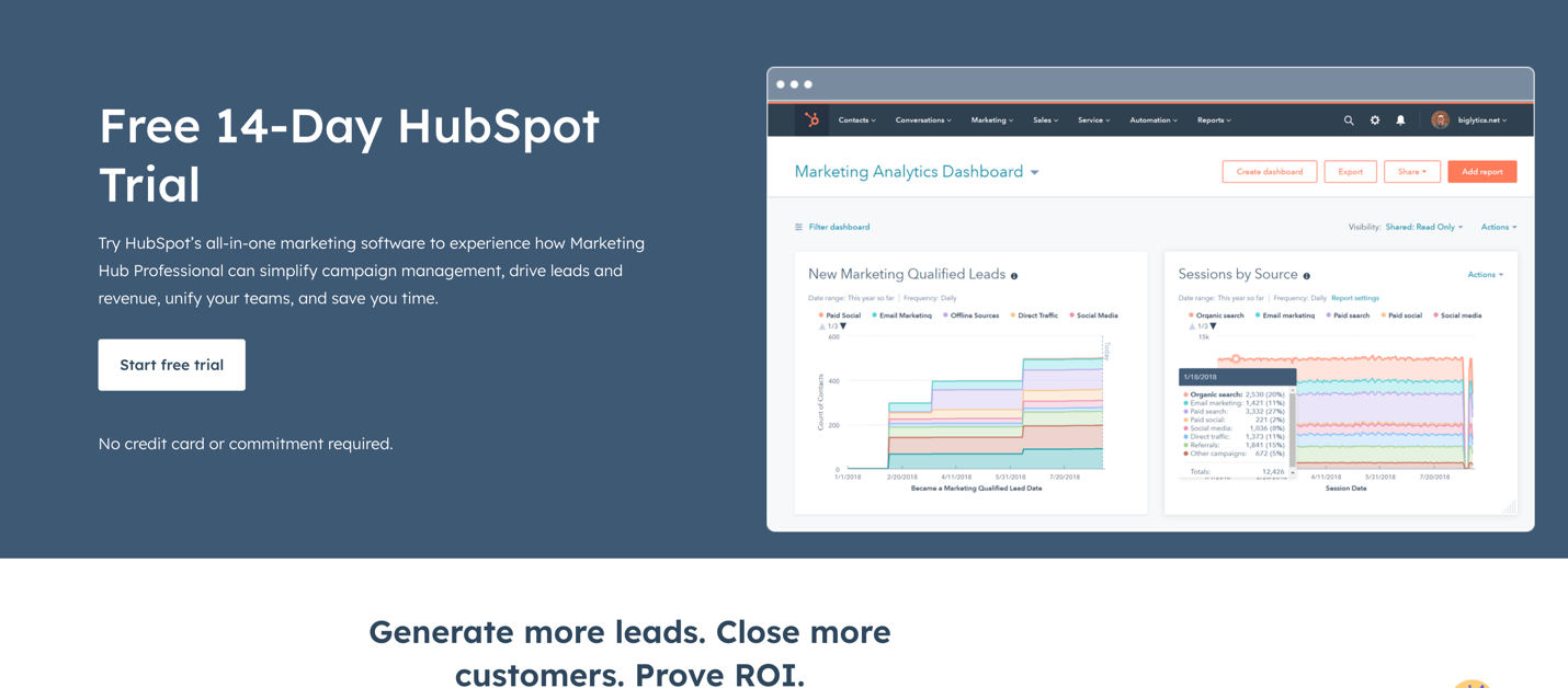 Hubspot landing page example