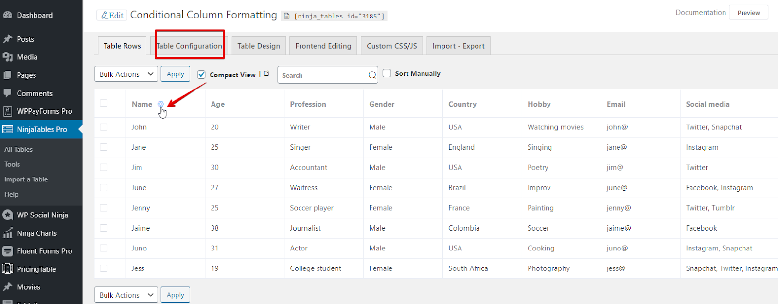 how to apply conditional formatting in a data table