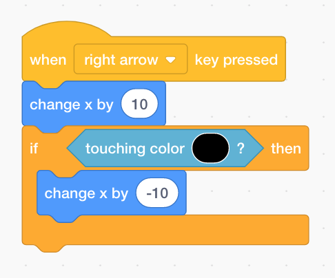 Use a change X motion block in Scratch