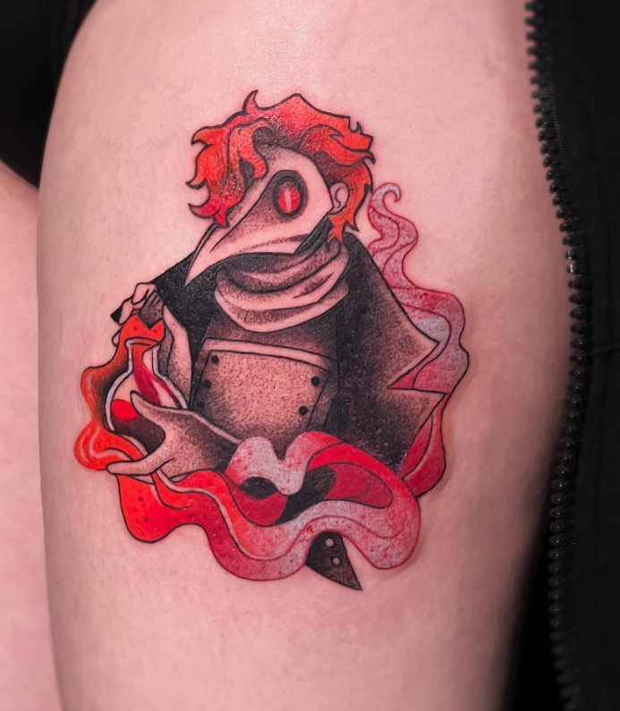 Tattoo of Reddish Plague Doctor 