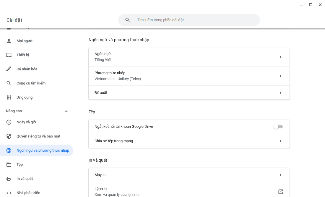 setting chrome os