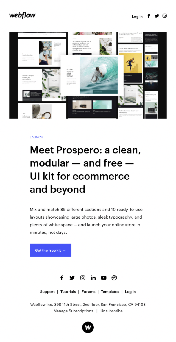 Email Blasts - Product Launch Example From Webflow