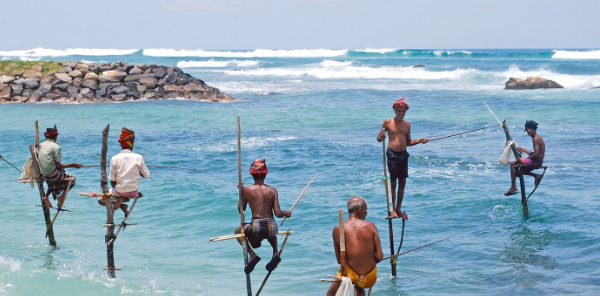 People are fishing in  Sri Lanka