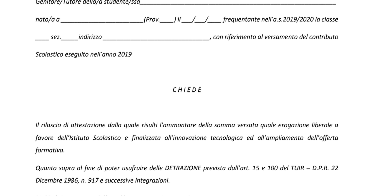 Attestazione Attività Sportiva Per Crediti Scolastici Modulo richiesta attestazione contributo scolastico.pdf - Google Drive