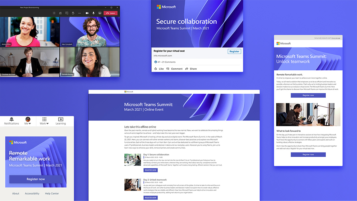 3D blue branding  Microsoft microsoft teams online event virtual event visual identity