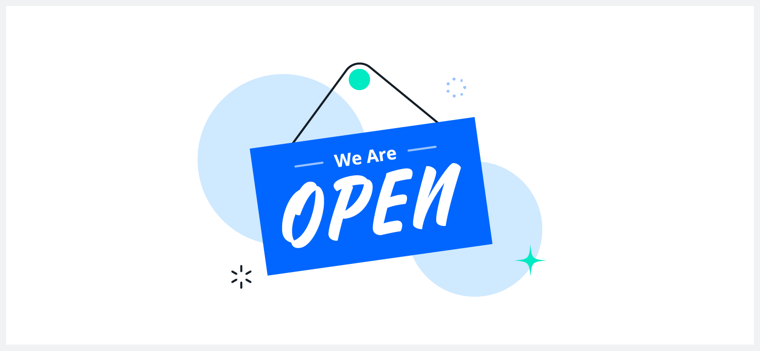 illustration we are open sign 