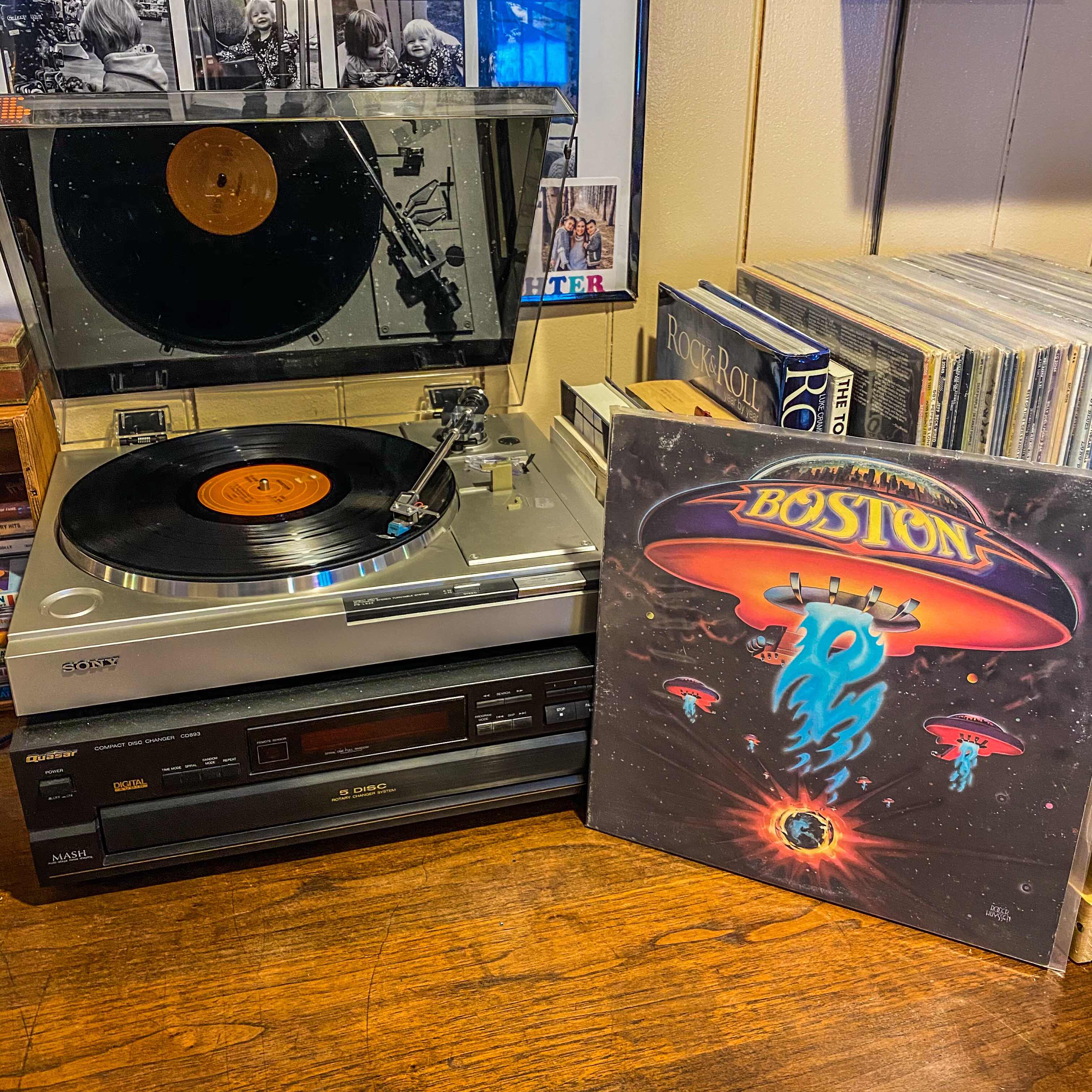 Boston Classic Rock Band on vinyl record turntable