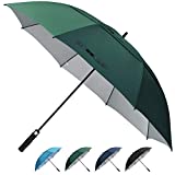 Prospo Golf Umbrella UV Protection 62 inch Auto Open Large Windproof Stick Vented Sun Rain Umbrellas Dark Green