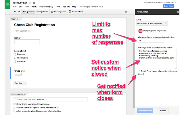 Screenshot of formLimiter