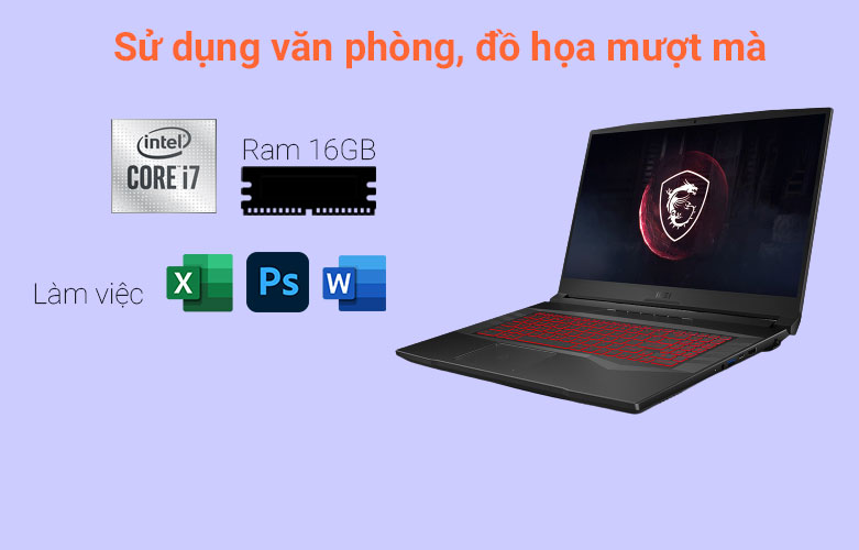 Máy tính xách tay/ Laptop MSI GL76 11UEK-048VN (i7-11800H) (Đen) | Sử dụng văn phòng, đồ họa mượt mà
