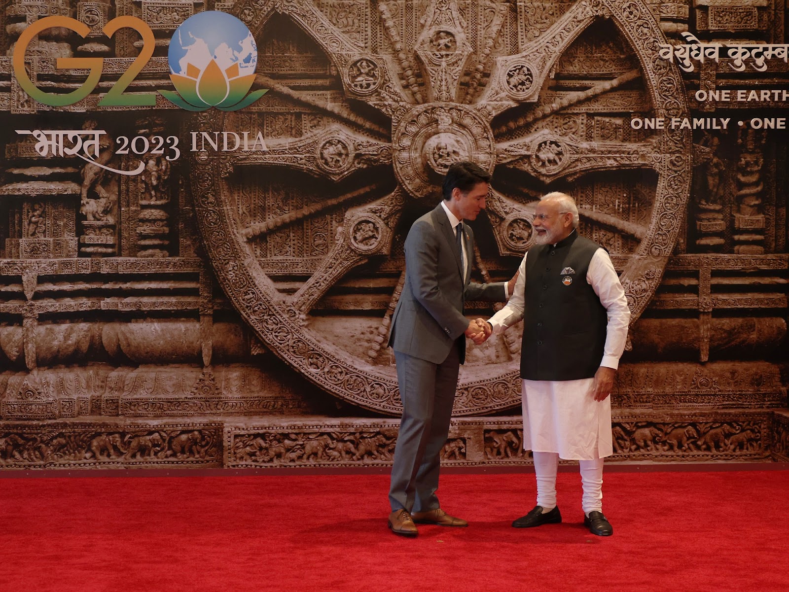 Narendra Modi, right, with Justin Trudeau at the G20 Leaders’ Summit in New Delhi on Sept. 9.