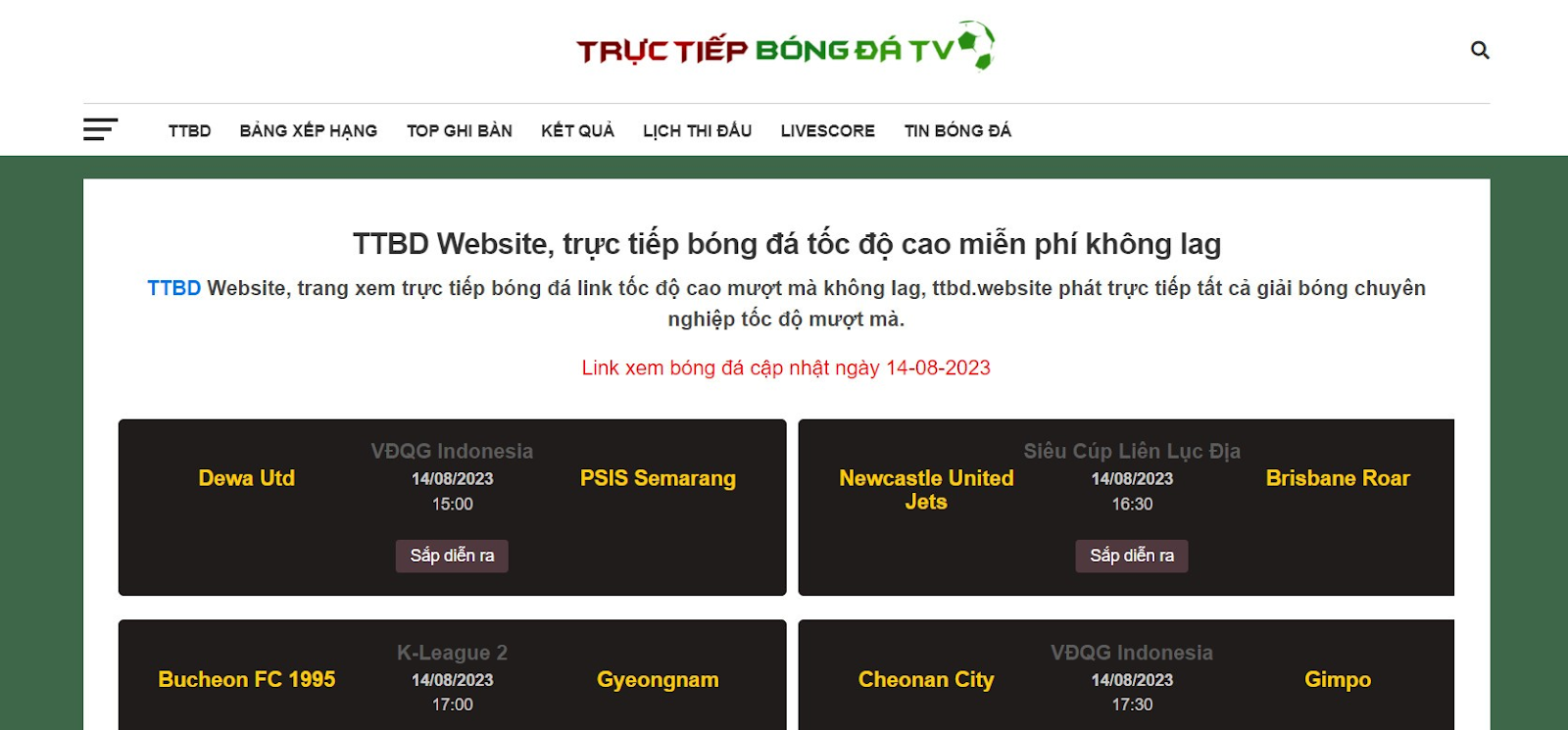 TTBD Website - Xem trực tiếp bóng đá số 1 đẳng cấp quốc tế