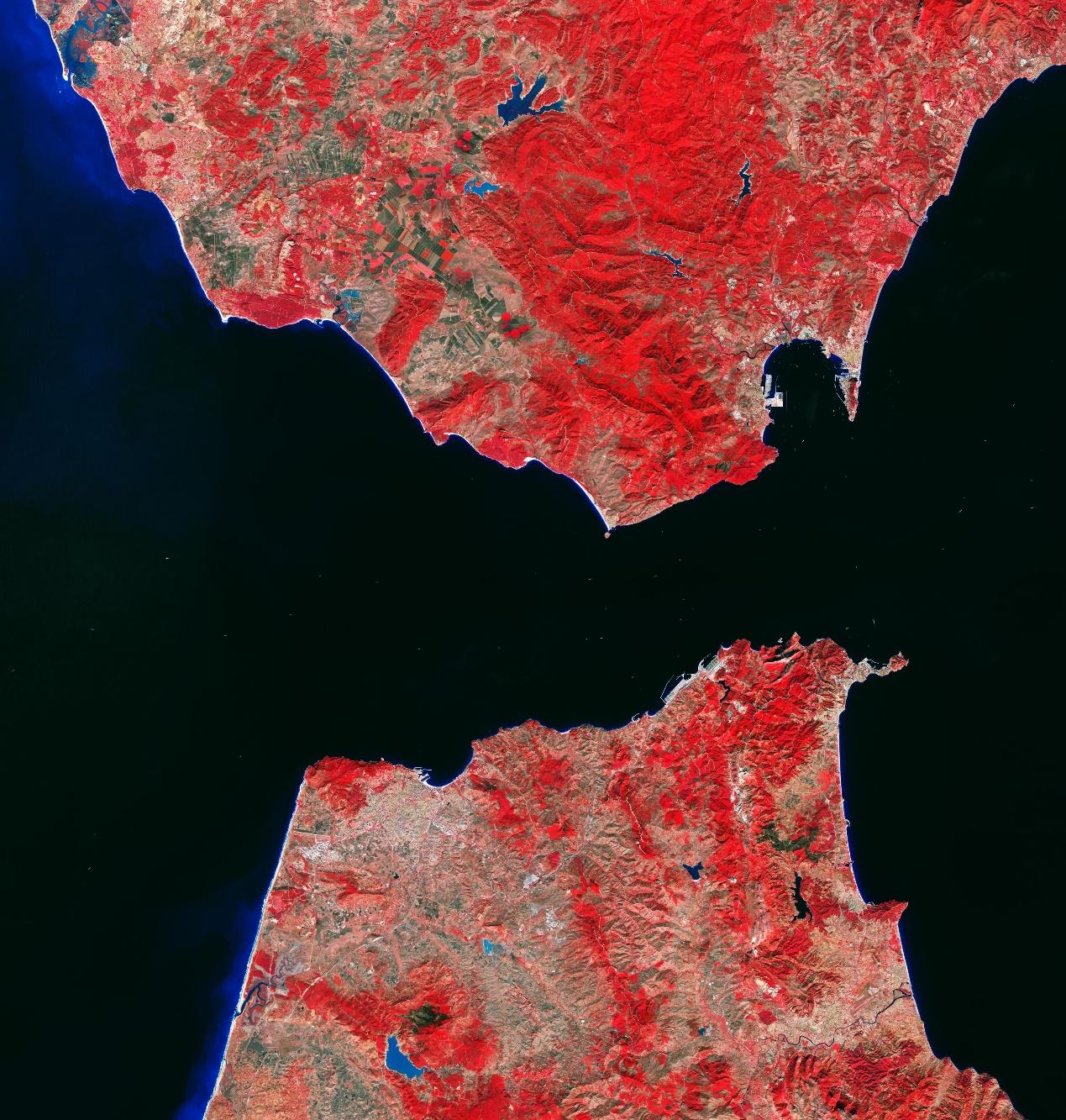 خريطة مضيق جبل طارق التي التقطتها مهمة كوبرنيكوس سنتينل