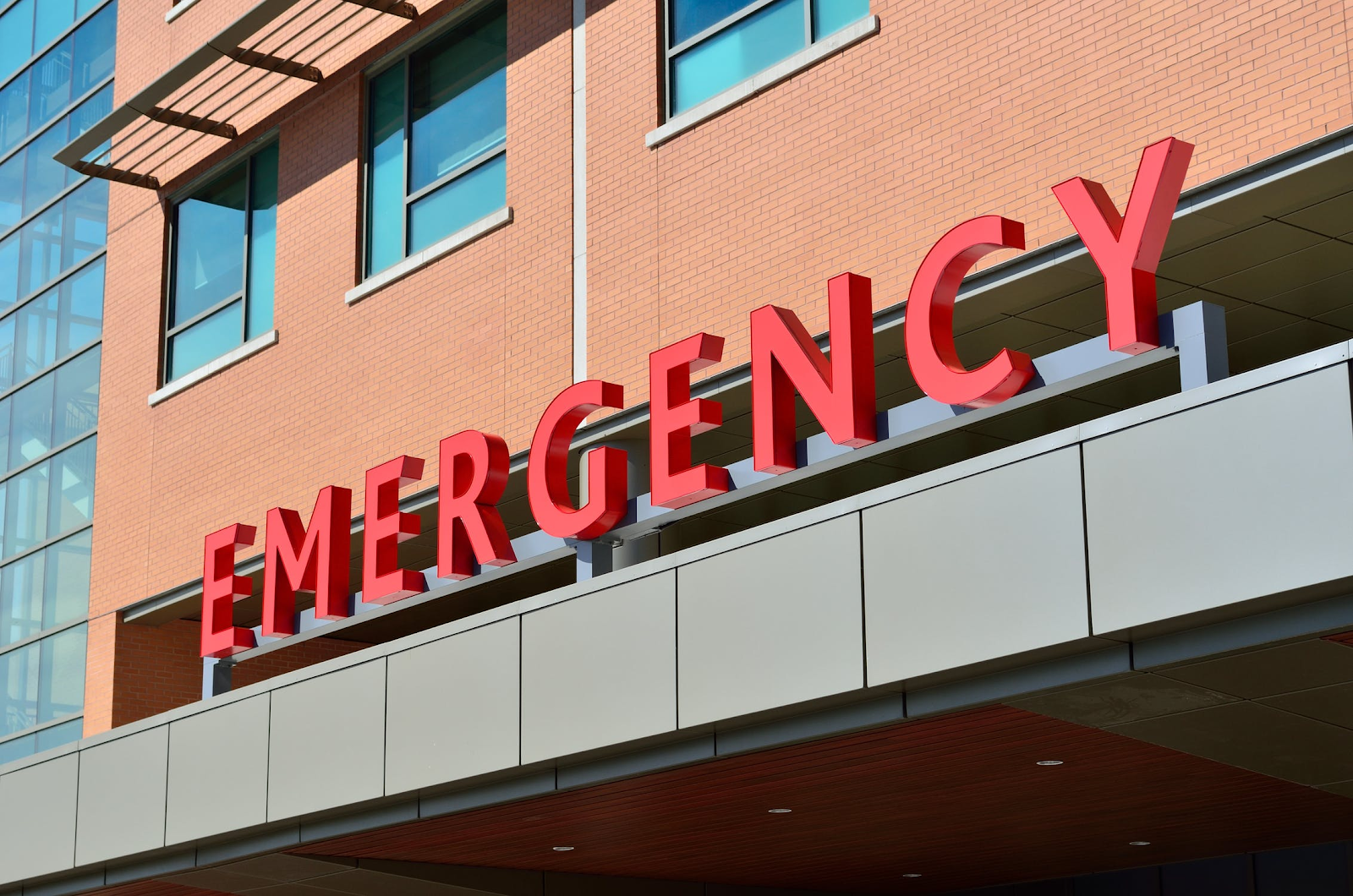 Emergency sign outside a hospital or medical centre
