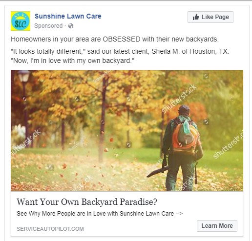 LawnCareFacebookAdExample1