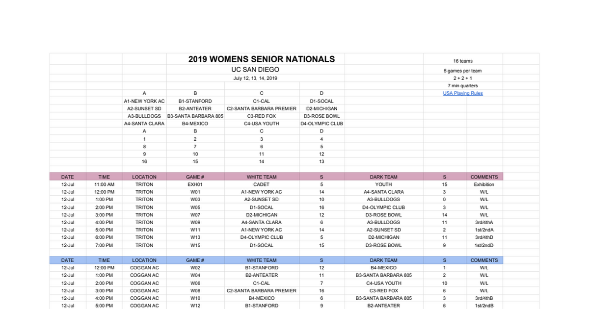 2019 WSM Schedule July 1214 Google Sheets