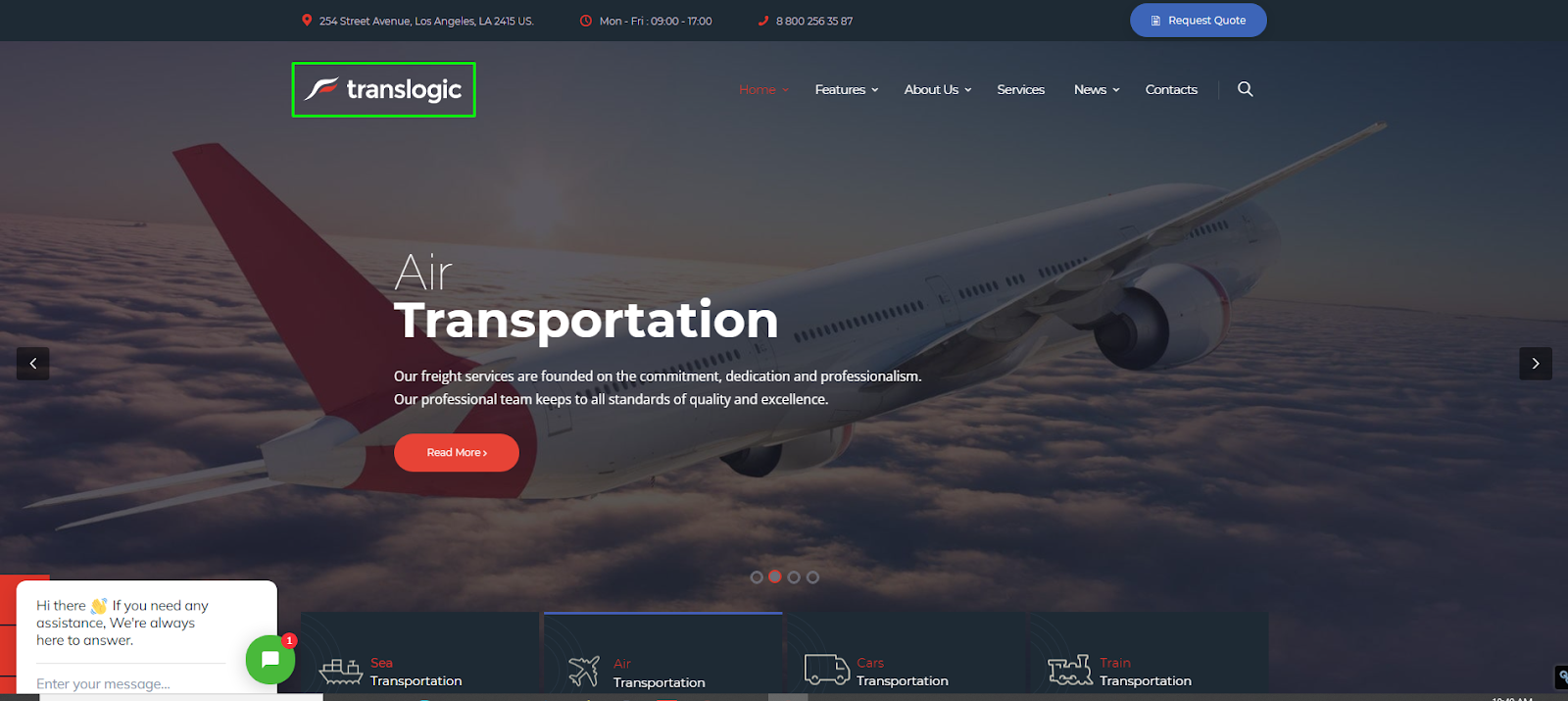 Translogic - Logistics, Transportation and Shipment WordPress theme