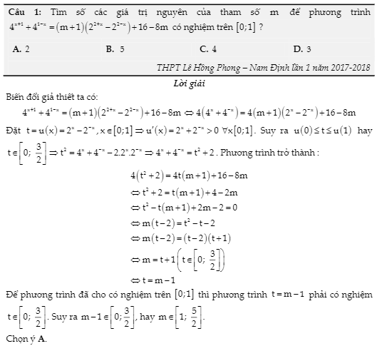 Ví dụ ứng dụng tam thức bậc 2 - vận dụng cao hàm mũ và logarit