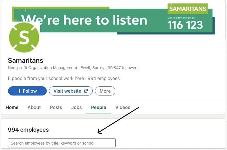 Samaritans LinkedIn page