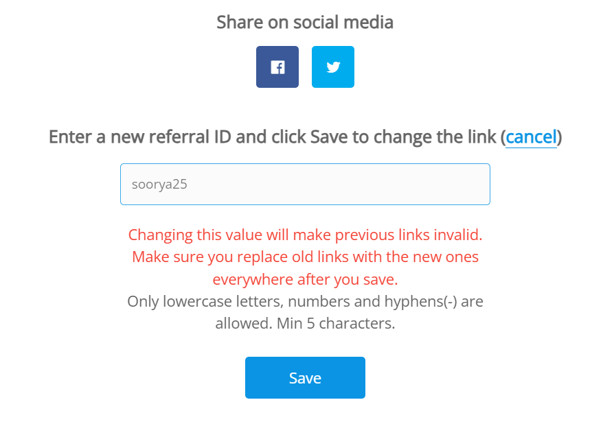 share your affiliate link on social media