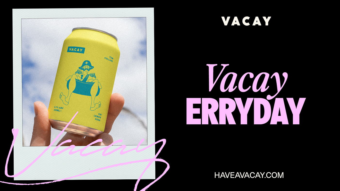 vacay drinks canned drinks cocktails alcohol London Packaging Brand Design visual identity Logo Design