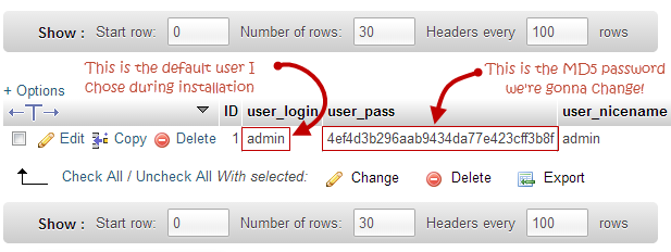 Edite a senha em wp_users no phpMyAdmin