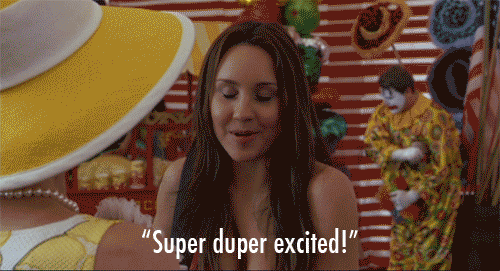 Viola from She's the Man saying "Super duper excited!"