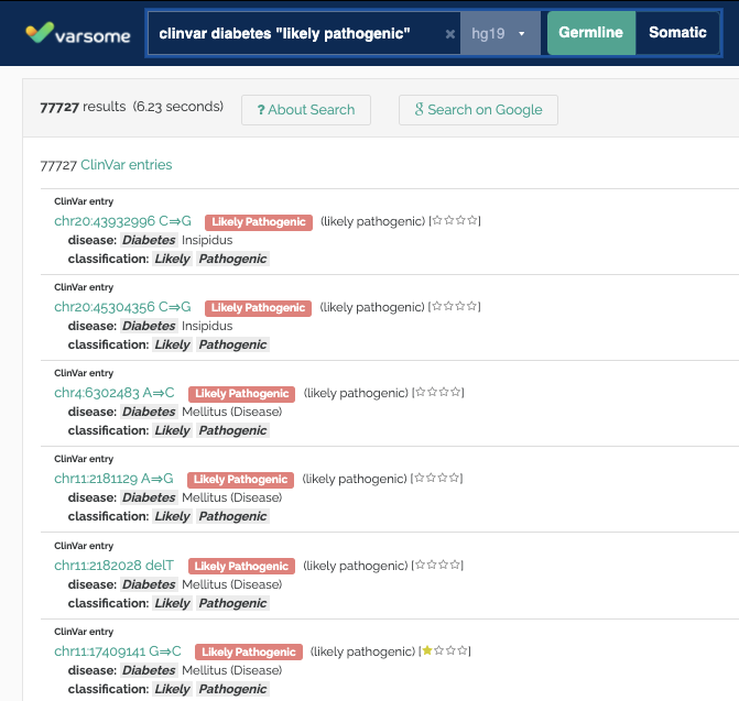 clinvar search results