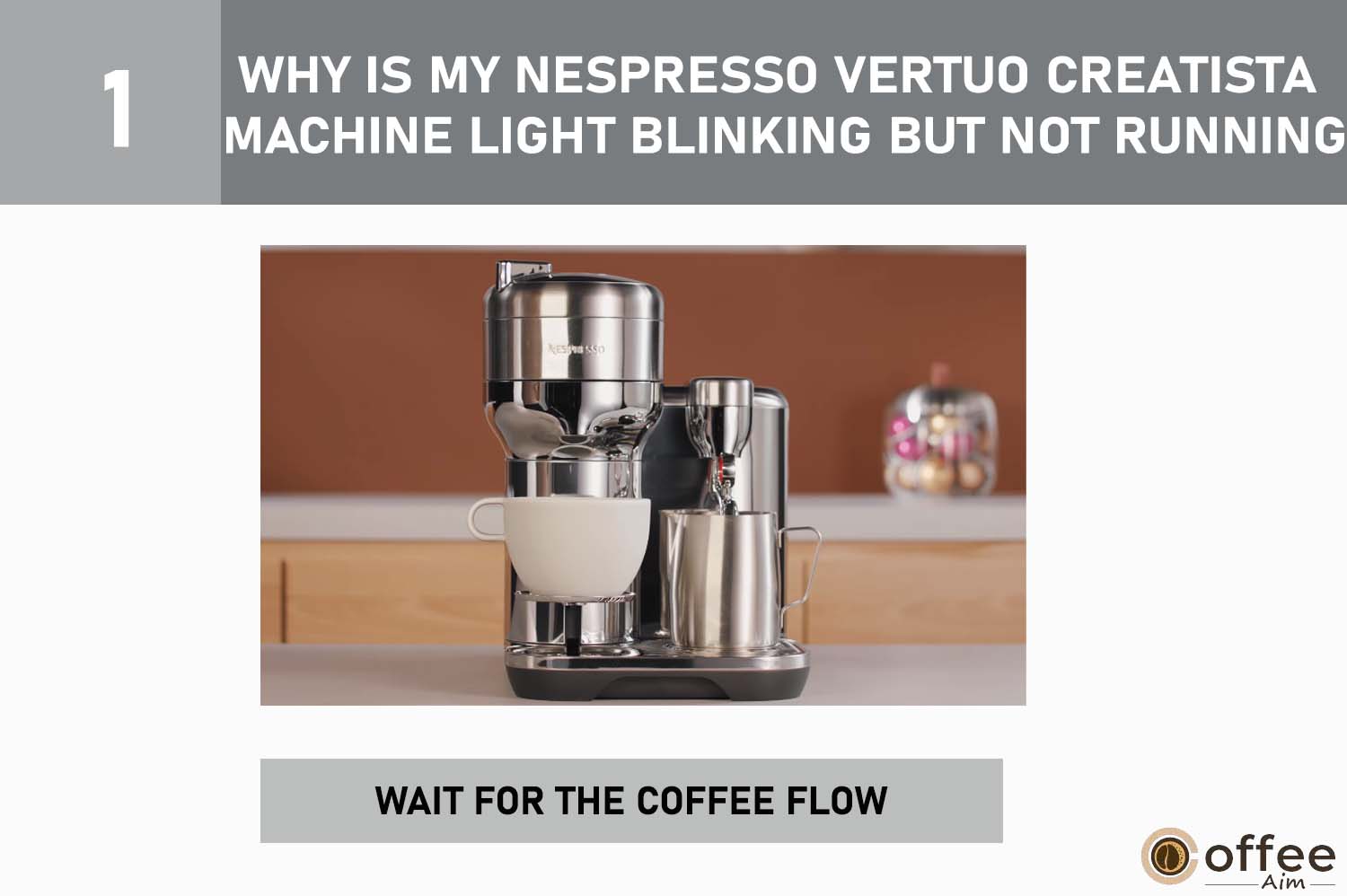 The image illustrates the step-by-step process of waiting for the Nespresso Vertuo Creatista machine to start brewing coffee.