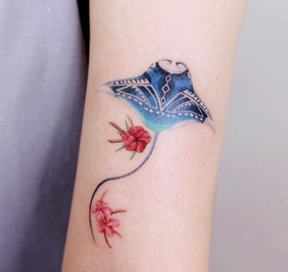 Blue Manta Ray Tattoo