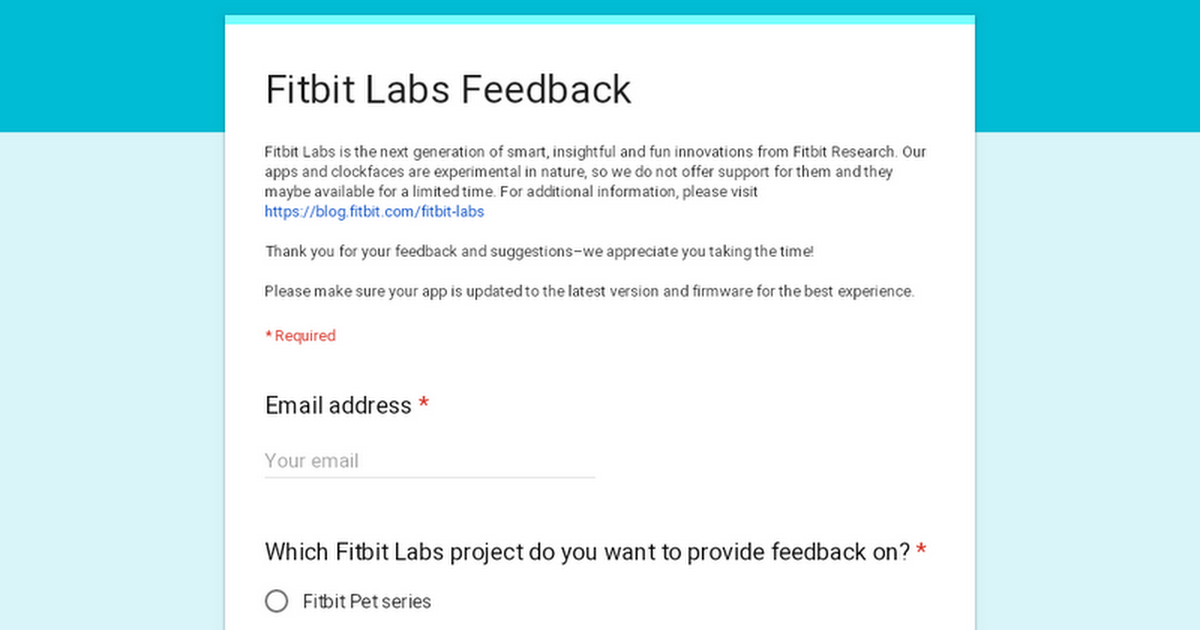 Fitbit Labs Feedback