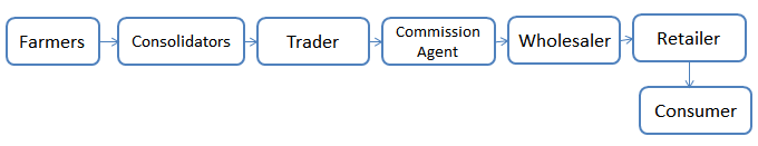 The traditional supply chain network in India is linear in nature.