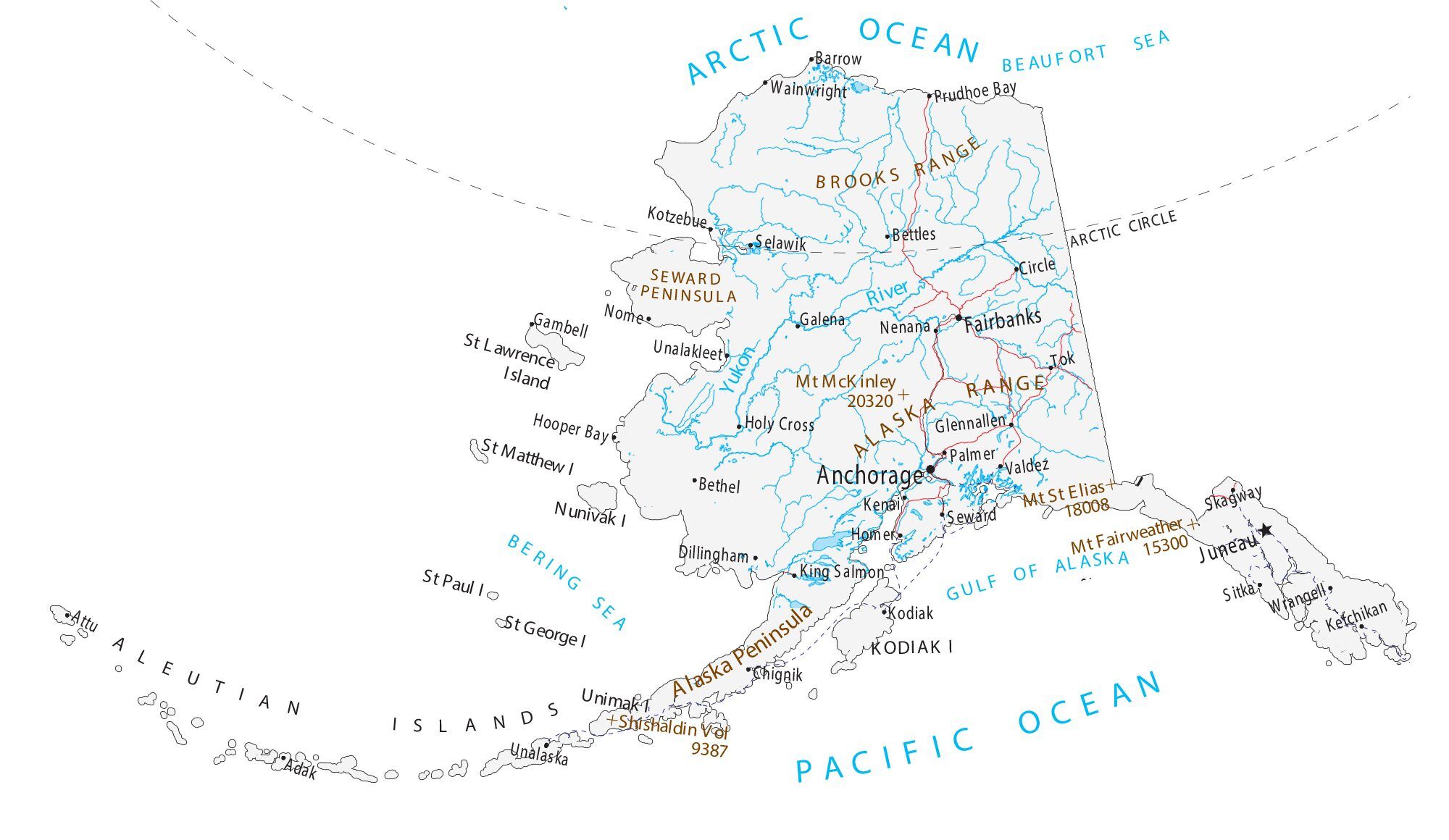 Mapas de Alaska Estados Unidos para imprimir