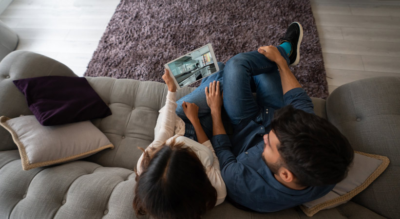 A couple doing a virtual home tour