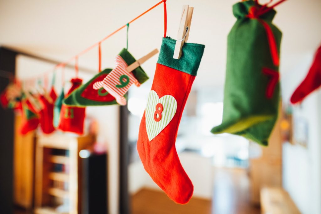 Creative stocking style advent calendar hanging