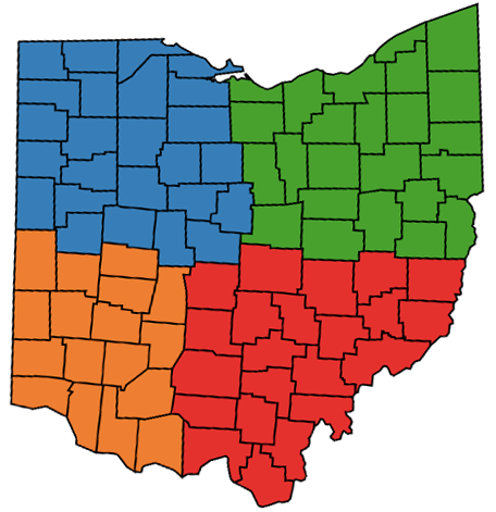 Map of Ohio regions